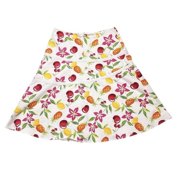 Vintage Gemilli Fruit Print‎ Midi Skirt Sz 12 Pineapple Lemon Cherry Cottagecore - Picture 2 of 11